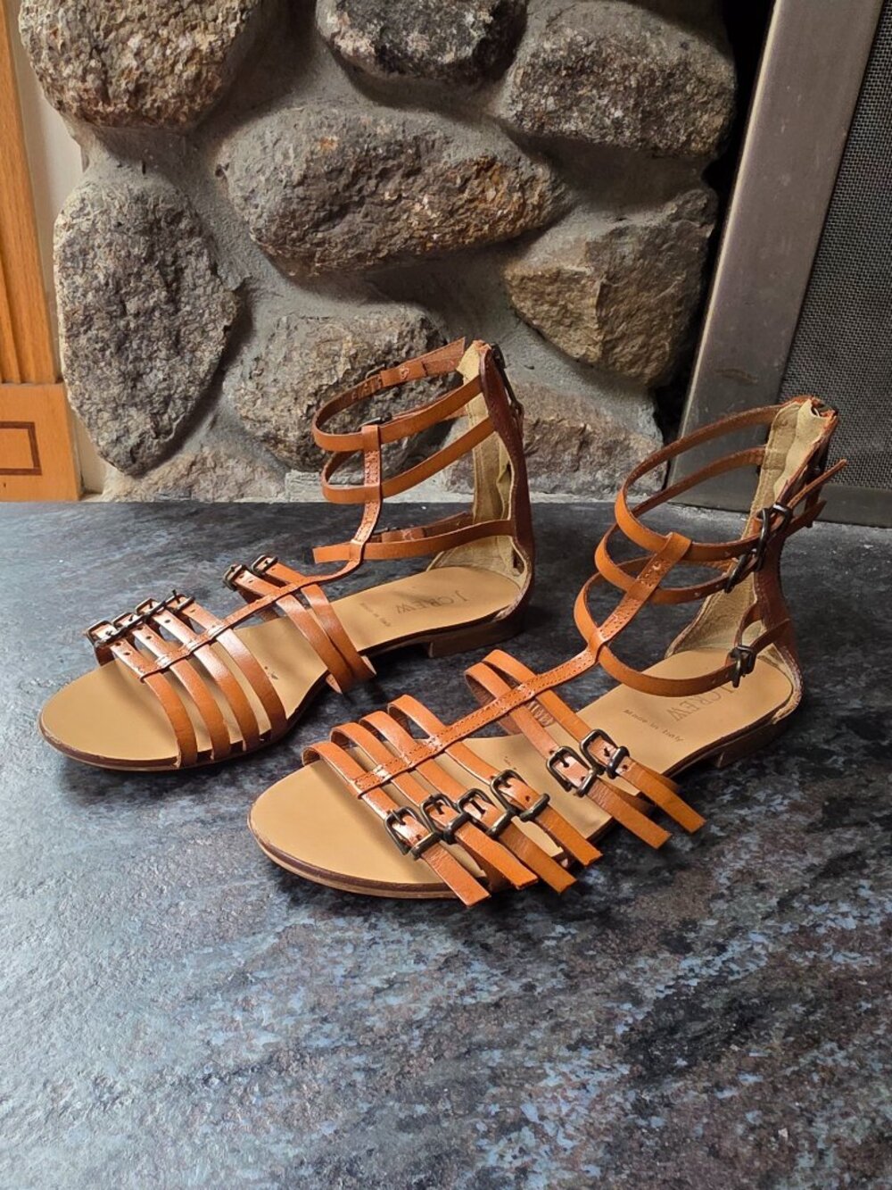 J. Crew Brown Leather Gladiator Sandals Size 7
